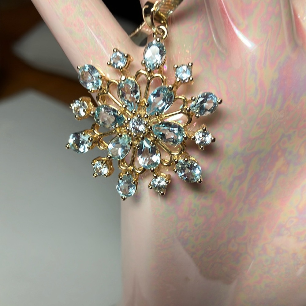 Technibond Orginial Created Topaz Flower Pendant